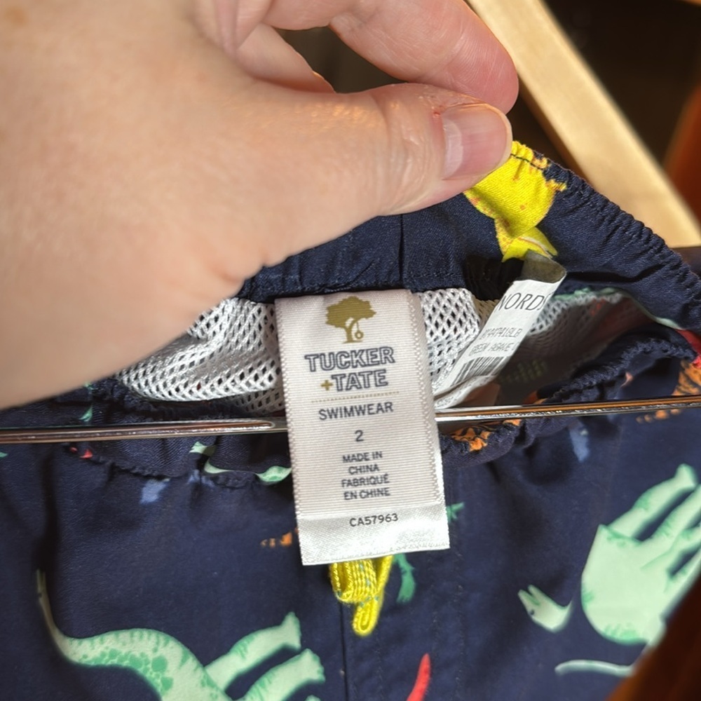 NWOT Tucker & Tate Navy Multi Dinosaur Swim Trunks Size 2 - Picture 5 of 7